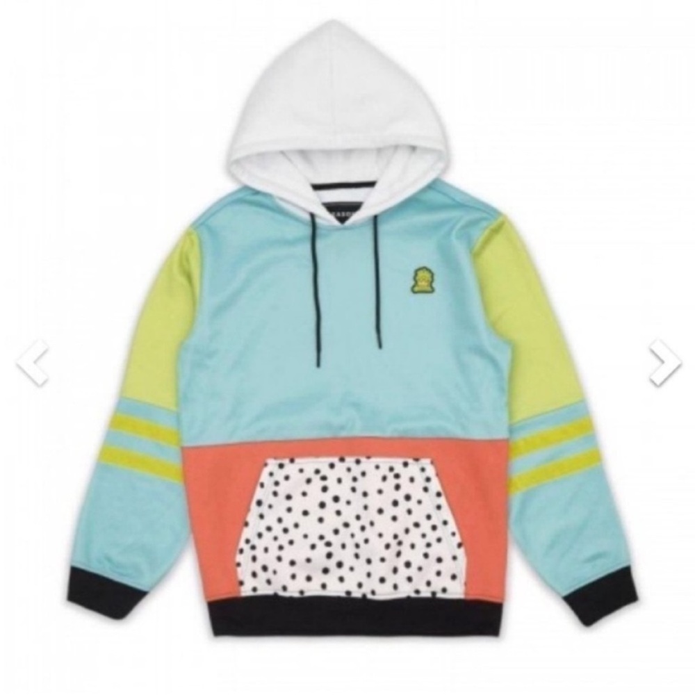 NWT Reason Men’s Color Block & Polka Dot Drawstring Hoodie - Size Large